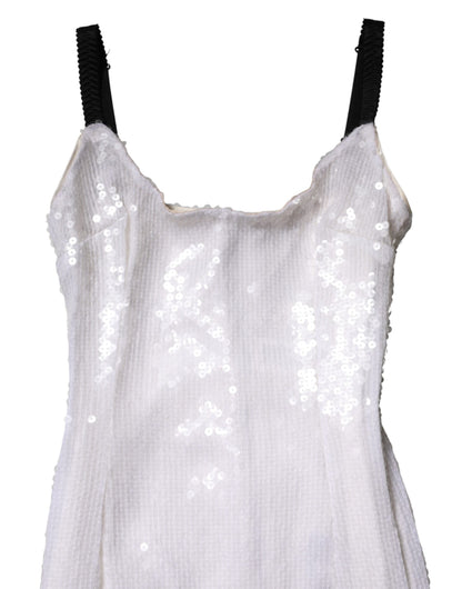 Dolce & Gabbana White Polyester Sleeveless Sheath Dress