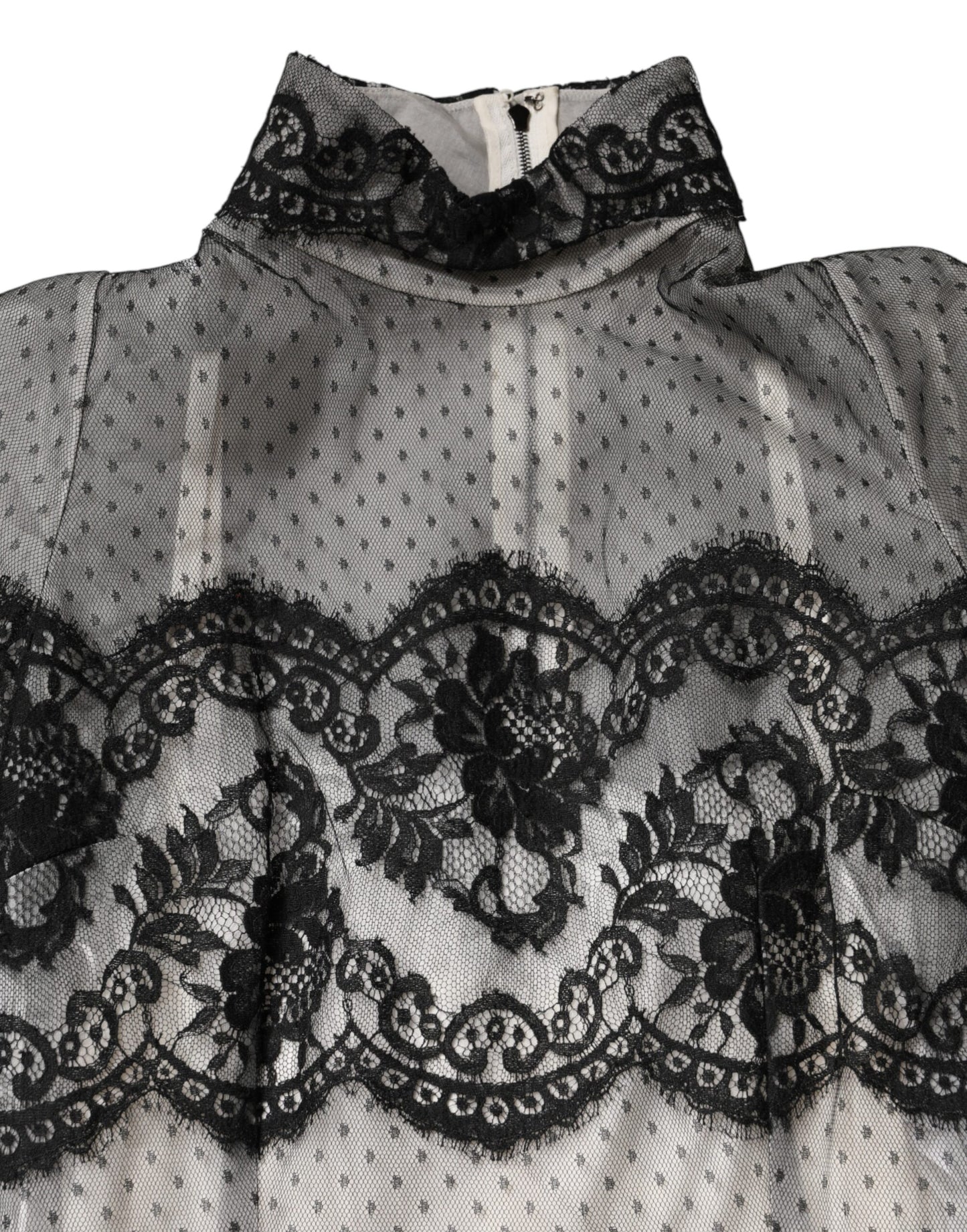 Dolce & Gabbana Black White Lace Silk Blend Maxi Sheath Dress