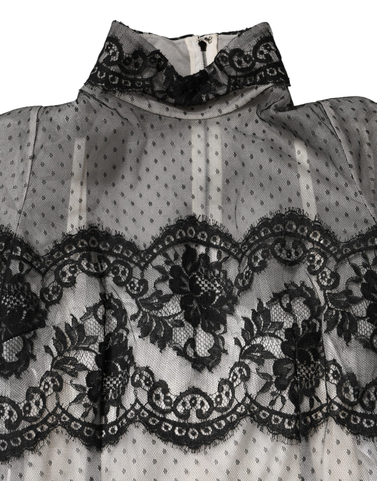 Dolce & Gabbana Black White Lace Silk Blend Maxi Sheath Dress