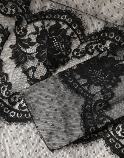 Dolce & Gabbana Black White Lace Silk Blend Maxi Sheath Dress