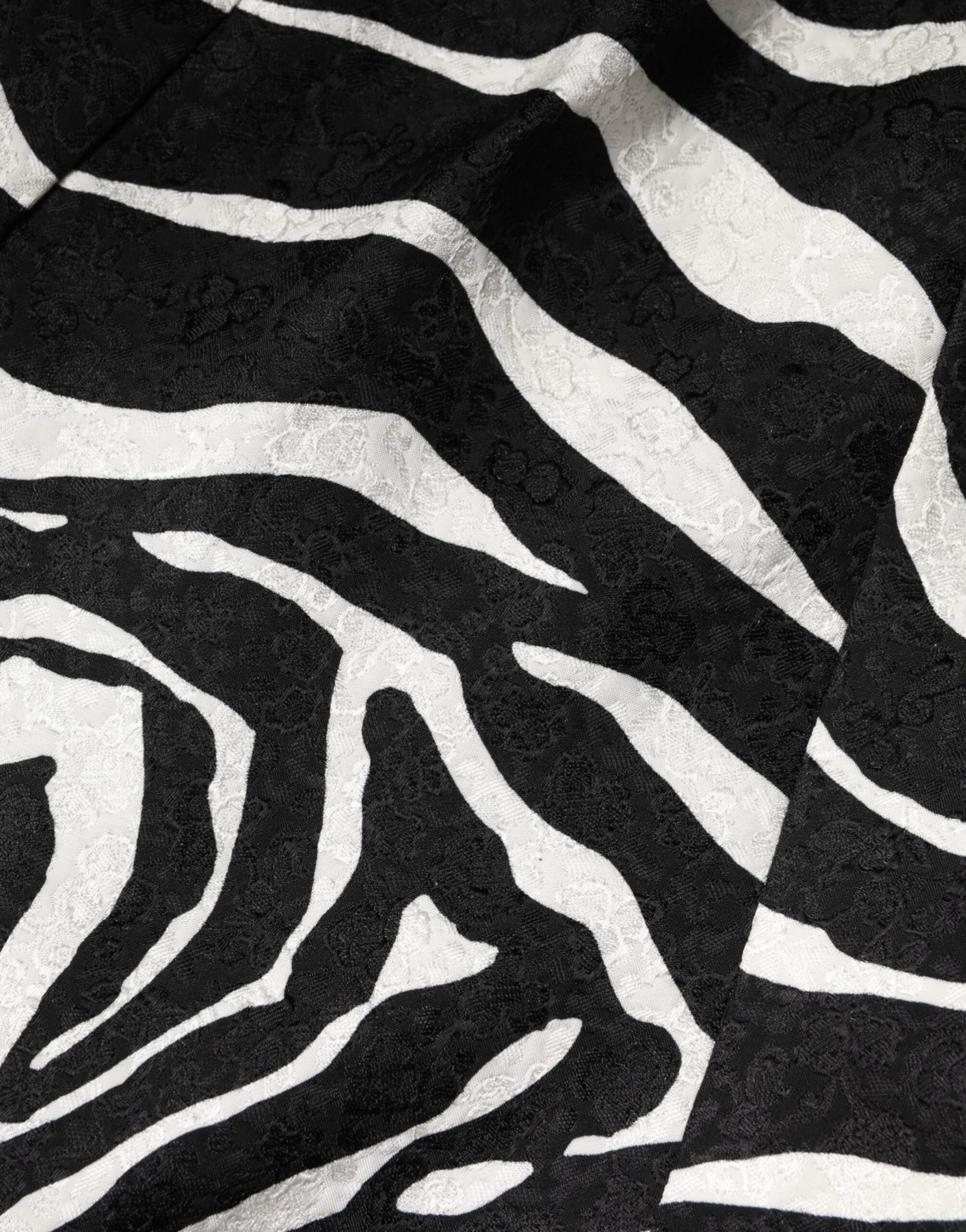 Dolce & Gabbana Black White Zebra Sleeveless A-line Dress