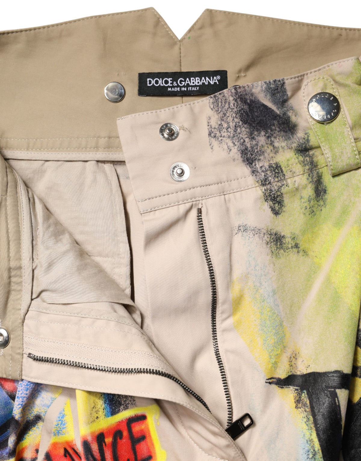 Dolce & Gabbana Multicolor Graffiti High-Waist Bermuda Shorts