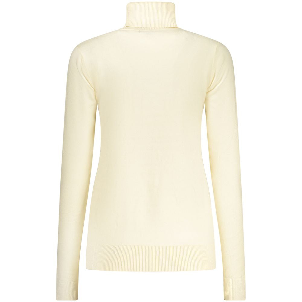 Norway 1963 Bianco Viscosa Donna Maglia Turtleneck Sweater