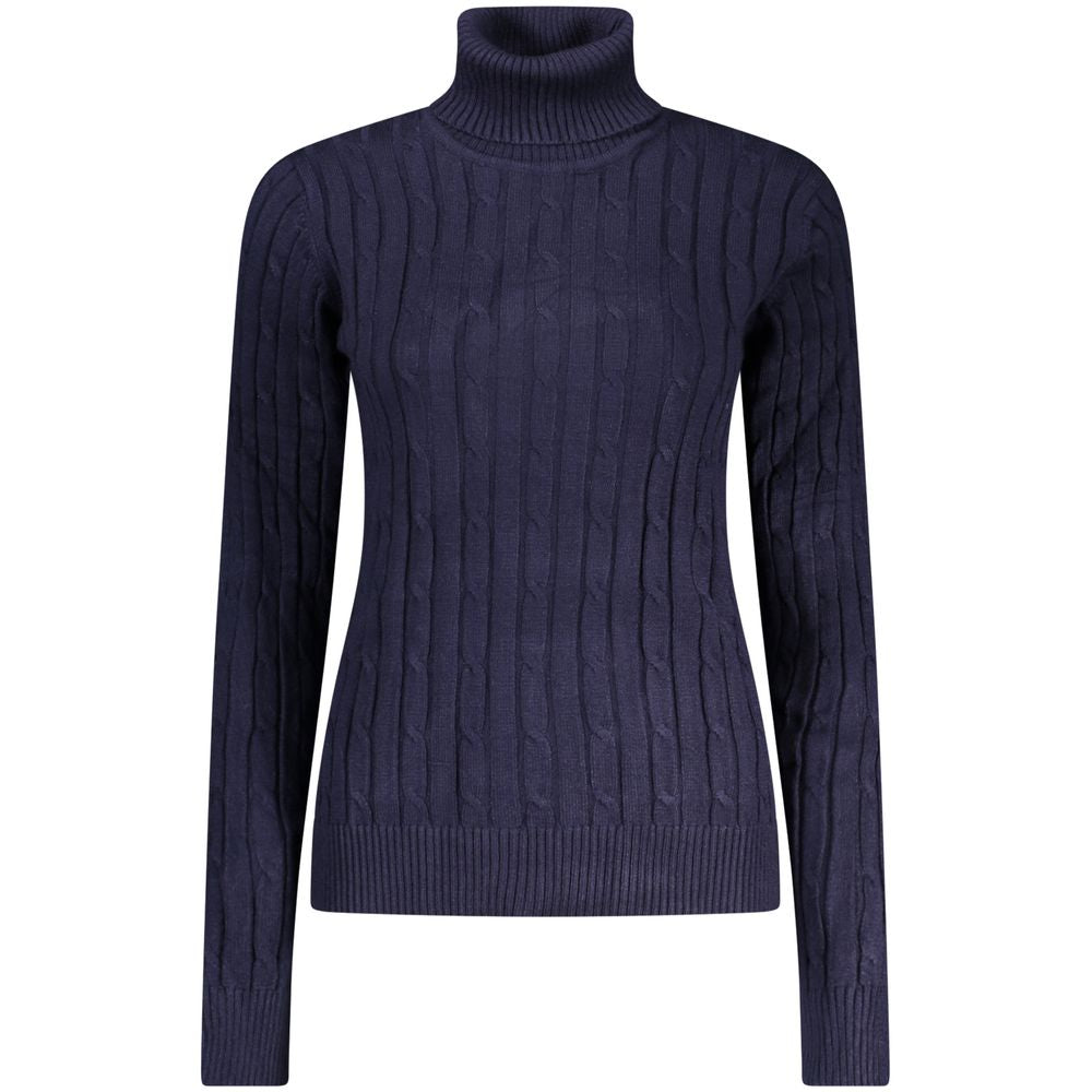 Norway 1963 Blu Viscosa Donna Maglia Turtleneck Sweater