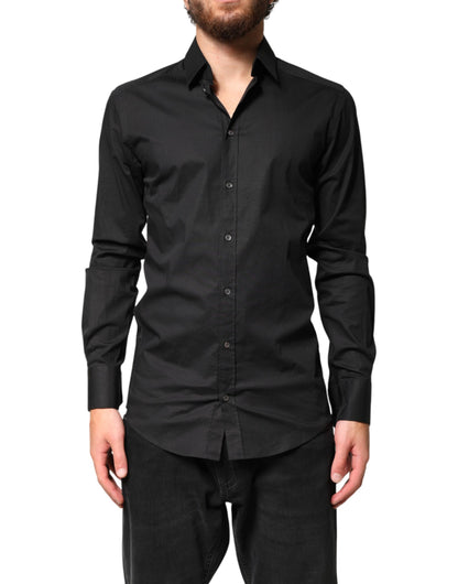 Dolce & Gabbana Black GOLD Cotton Men Dress Formal Shirt