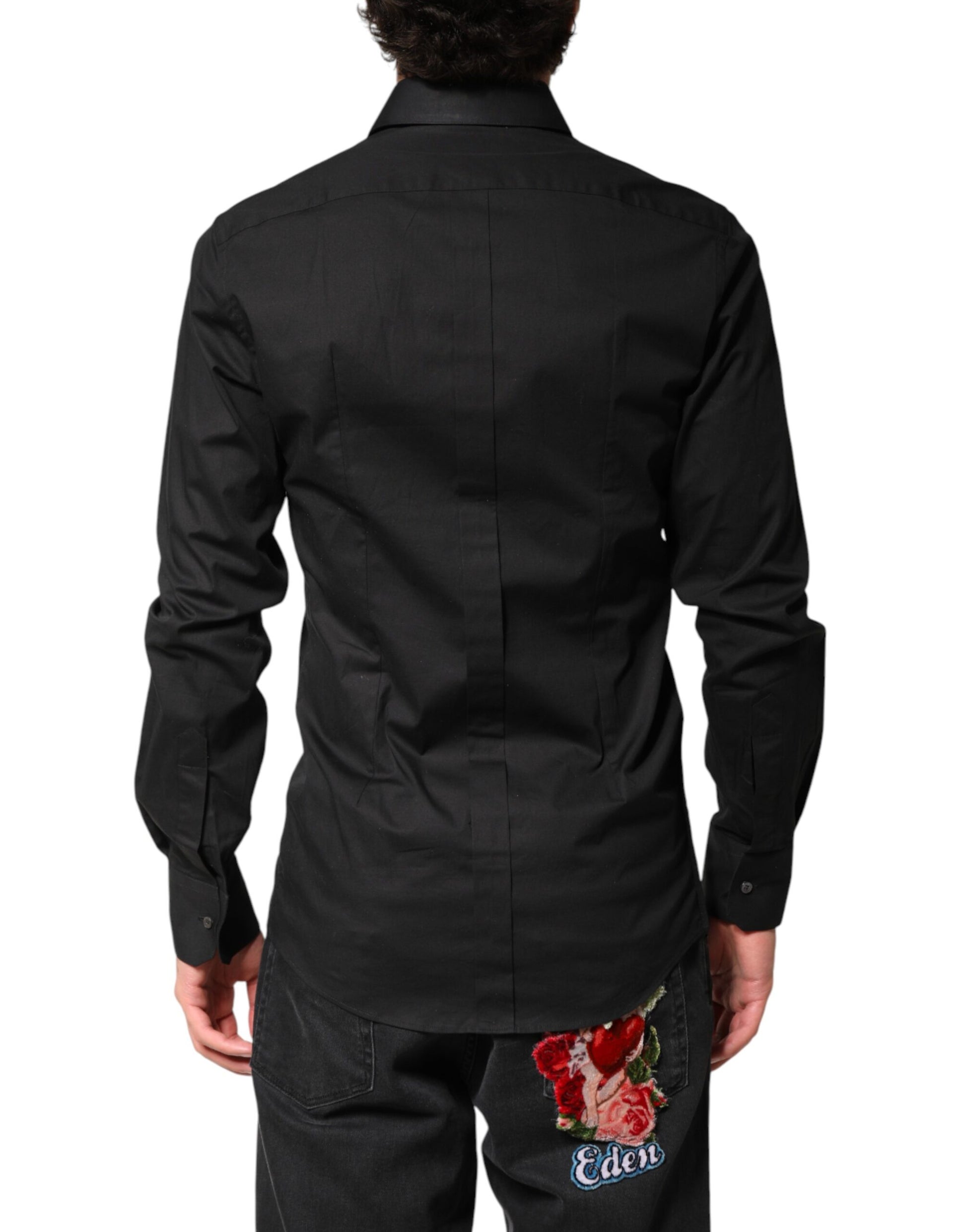 Dolce & Gabbana Black GOLD Cotton Men Dress Formal Shirt