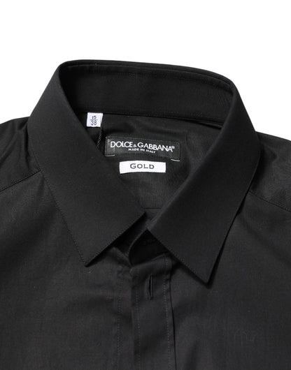 Dolce & Gabbana Black GOLD Cotton Men Dress Formal Shirt