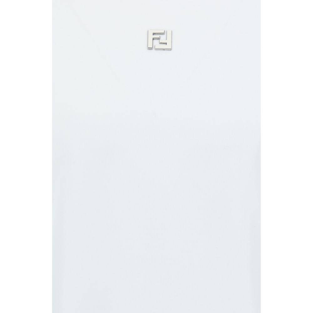 Fendi White Cotton T-Shirt - Iconic FF Logo Design