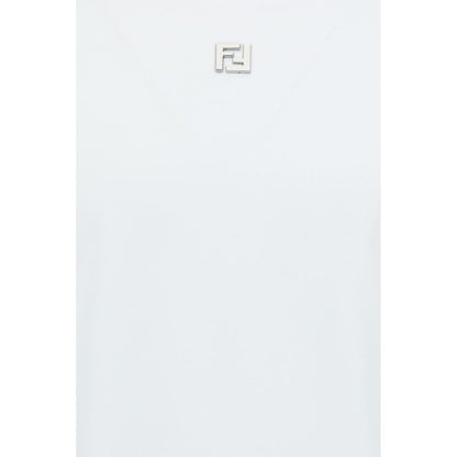 Fendi White Cotton T-Shirt - Iconic FF Logo Design