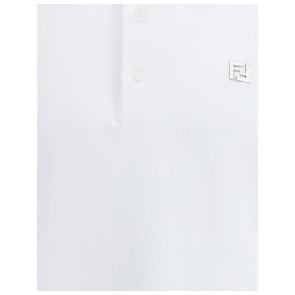 Fendi White Cotton Polo Shirt - Effortless Elegance