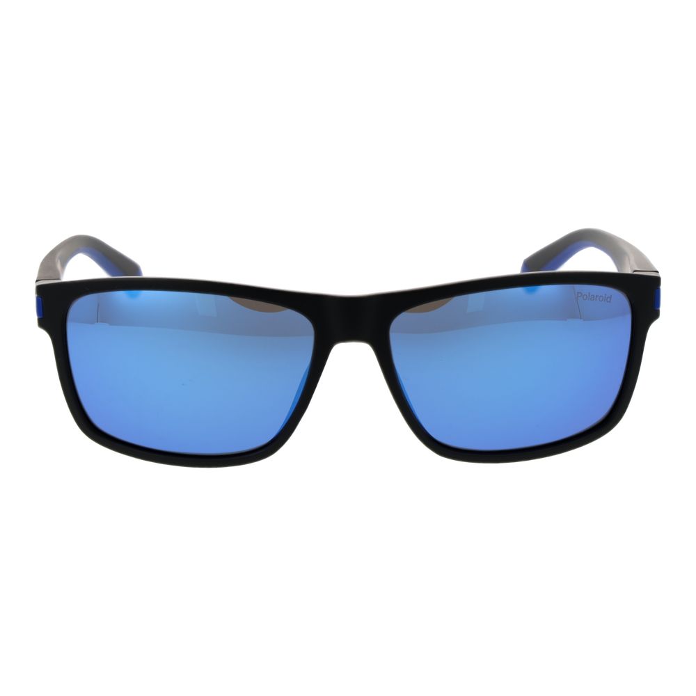 Polaroid Men’s Sunglasses – Black Rectangle Frame, Grey Polarized Lenses