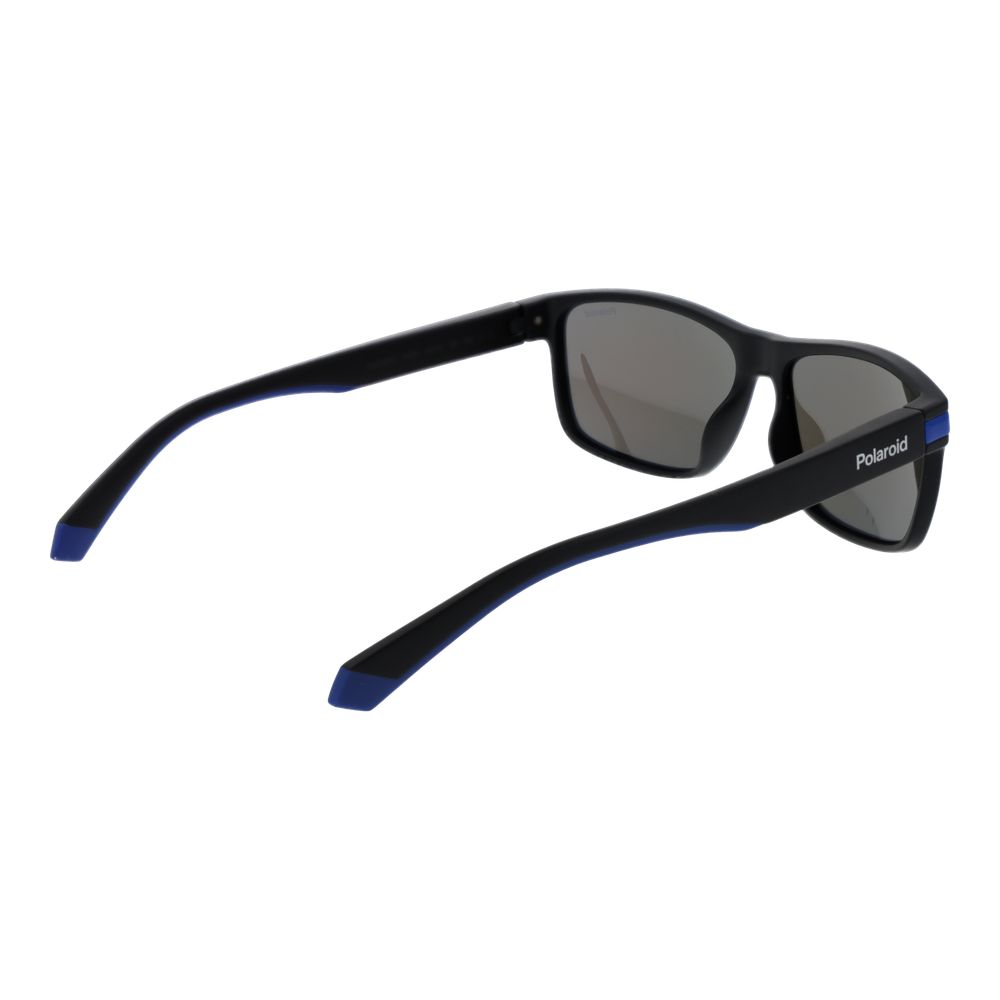 Polaroid Men’s Sunglasses – Black Rectangle Frame, Grey Polarized Lenses