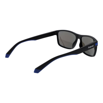 Polaroid Men’s Sunglasses – Black Rectangle Frame, Grey Polarized Lenses