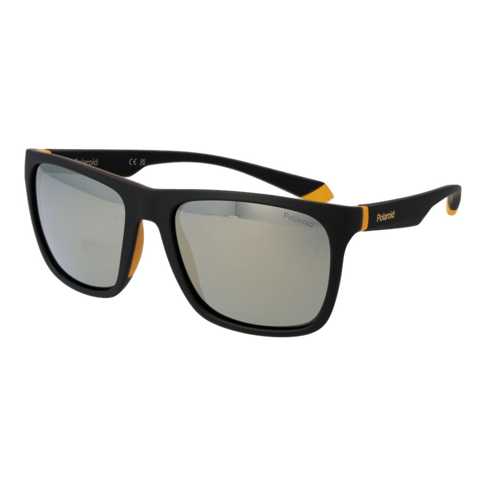 Polaroid Unisex Sunglasses – Black Rectangle Frame, Grey Mirrored Lenses