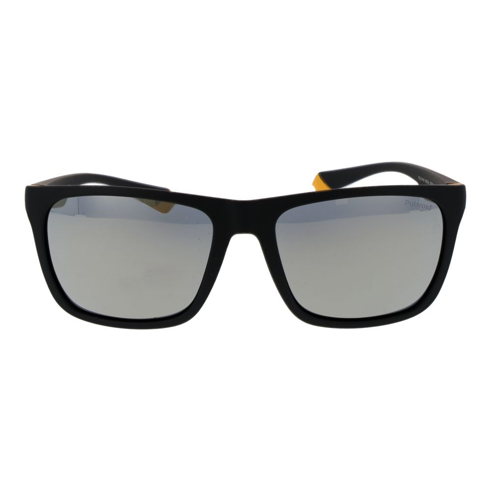 Polaroid Unisex Sunglasses – Black Rectangle Frame, Grey Mirrored Lenses