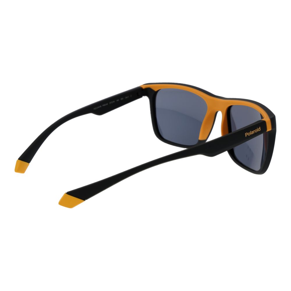 Polaroid Unisex Sunglasses – Black Rectangle Frame, Grey Mirrored Lenses