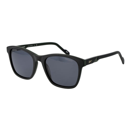 Reebok Men's Sunglasses – Black Square Frame, Grey Polarized Lenses