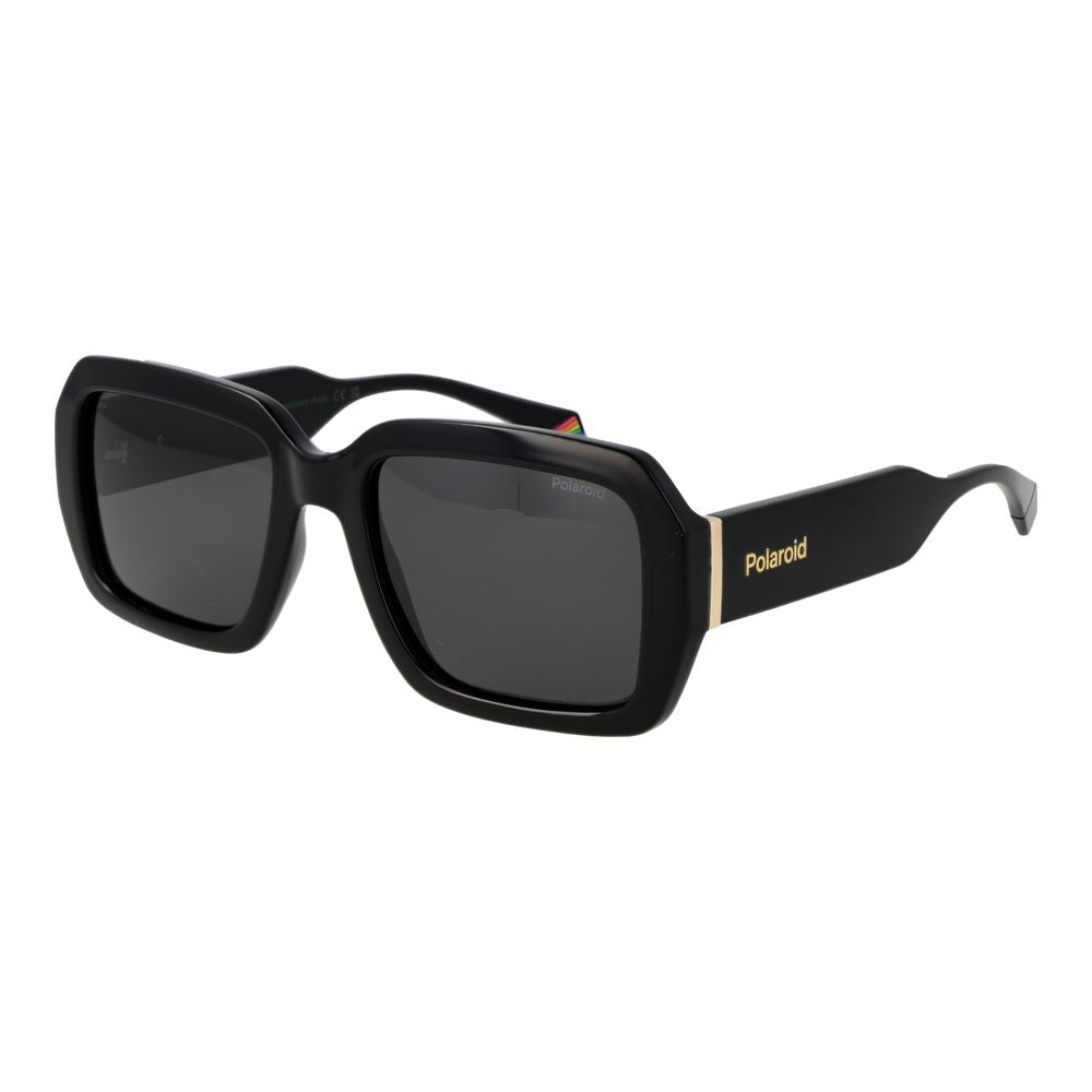 Polaroid Unisex Sunglasses – Black Rectangle Frame, Grey Polarized Lenses