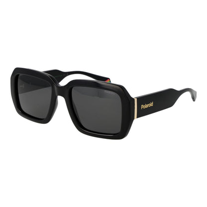 Polaroid Unisex Sunglasses – Black Rectangle Frame, Grey Polarized Lenses