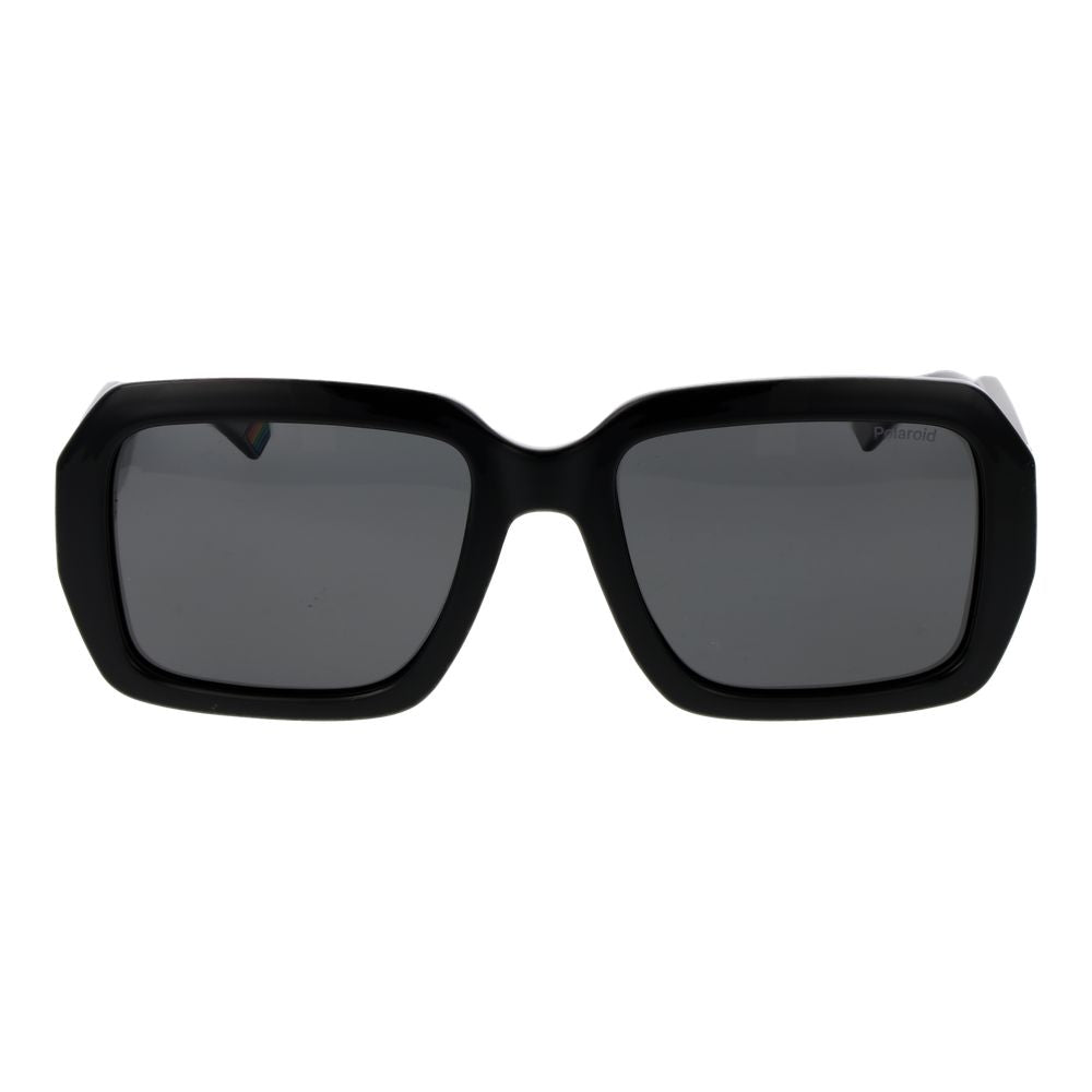 Polaroid Unisex Sunglasses – Black Rectangle Frame, Grey Polarized Lenses
