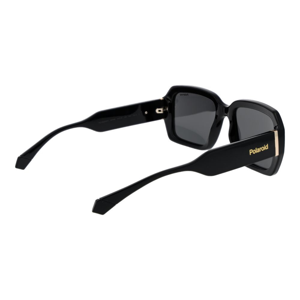 Polaroid Unisex Sunglasses – Black Rectangle Frame, Grey Polarized Lenses