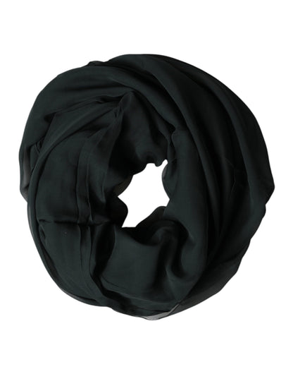 Dolce & Gabbana Dark Green Stole Silk Neck Wrap Shawl Scarf