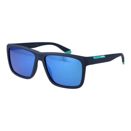 Polaroid Men's Sunglasses – Blue Rectangle Frame, Grey Mirrored Lenses