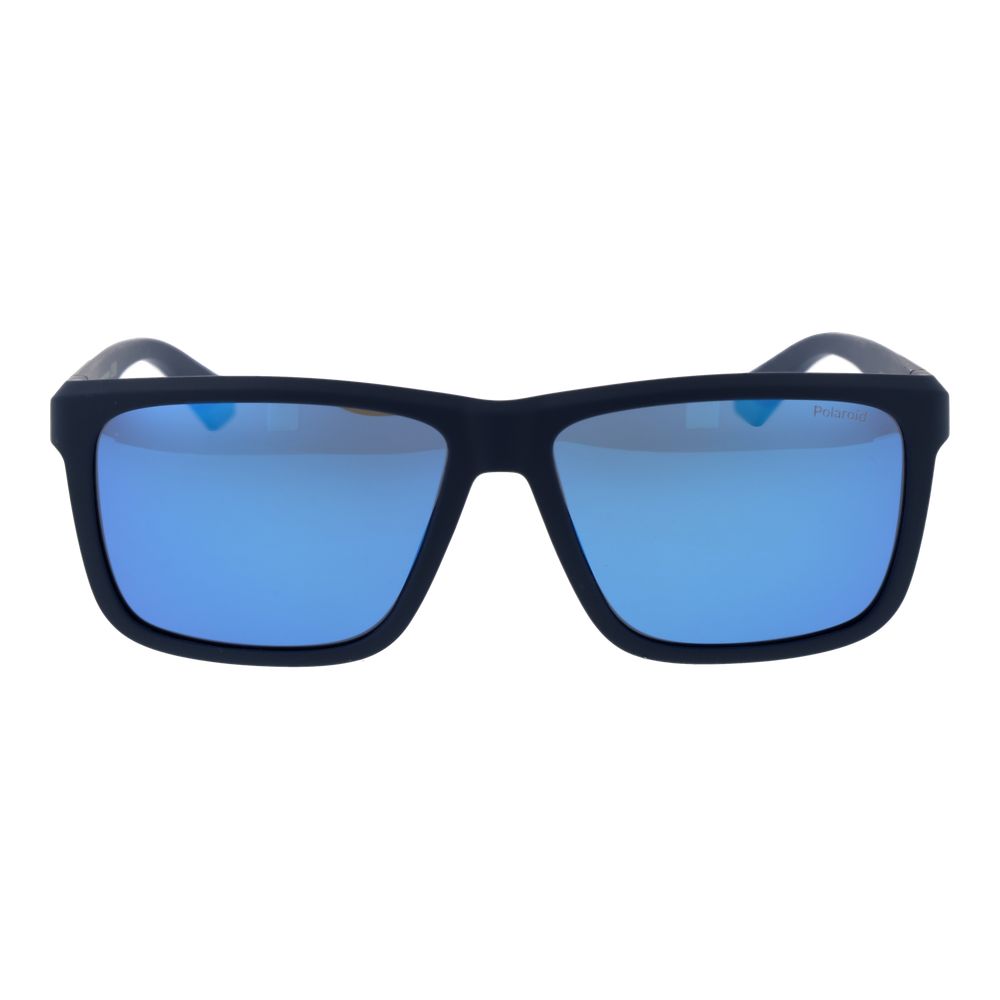 Polaroid Men's Sunglasses – Blue Rectangle Frame, Grey Mirrored Lenses