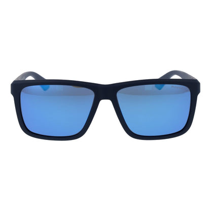 Polaroid Men's Sunglasses – Blue Rectangle Frame, Grey Mirrored Lenses