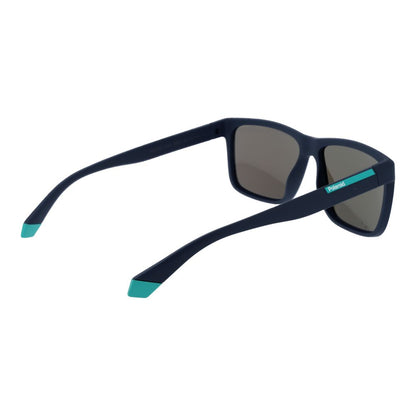 Polaroid Men's Sunglasses – Blue Rectangle Frame, Grey Mirrored Lenses