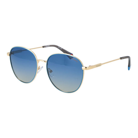Polaroid Unisex Gold Metal Sunglasses with Blue Gradient Lenses