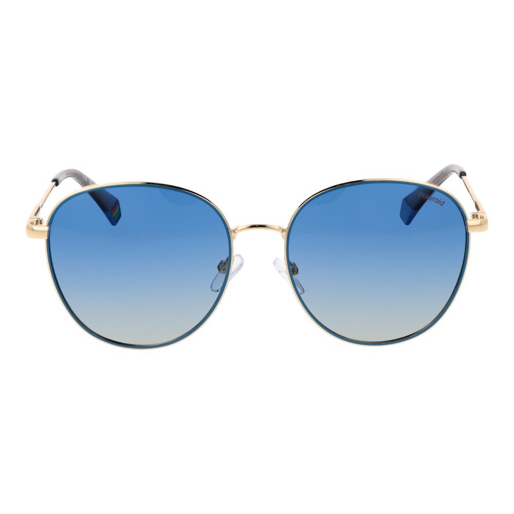 Polaroid Unisex Gold Metal Sunglasses with Blue Gradient Lenses