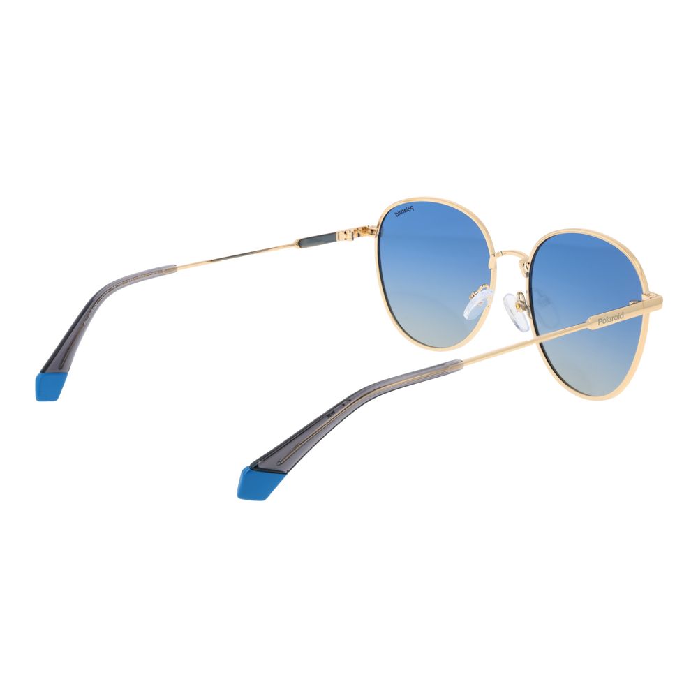 Polaroid Unisex Gold Metal Sunglasses with Blue Gradient Lenses