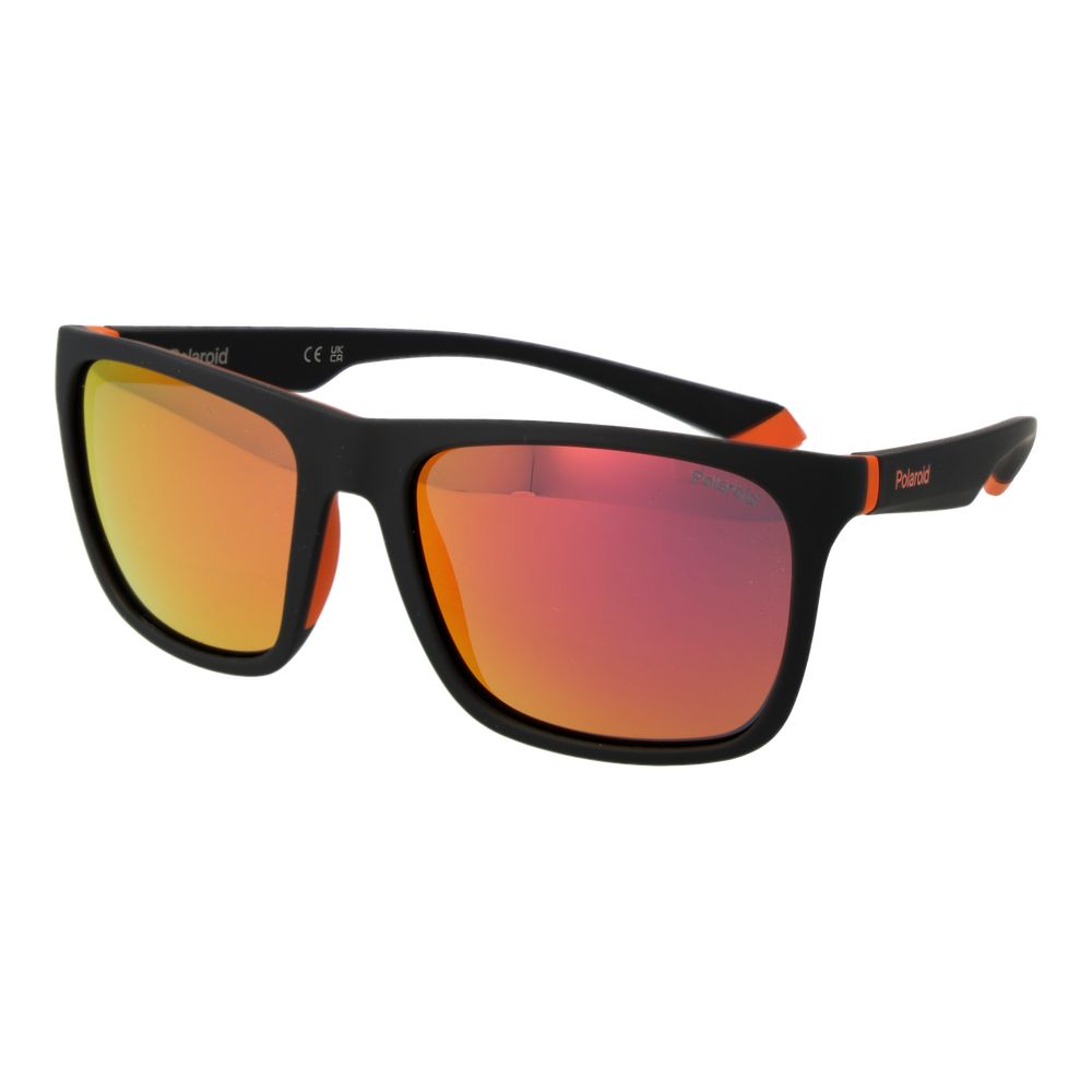 Polaroid Unisex Sunglasses – Black Full-Rim Frame, Grey Mirrored Lenses