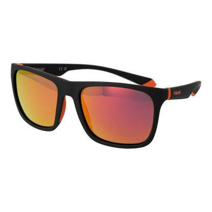 Polaroid Unisex Sunglasses – Black Full-Rim Frame, Grey Mirrored Lenses