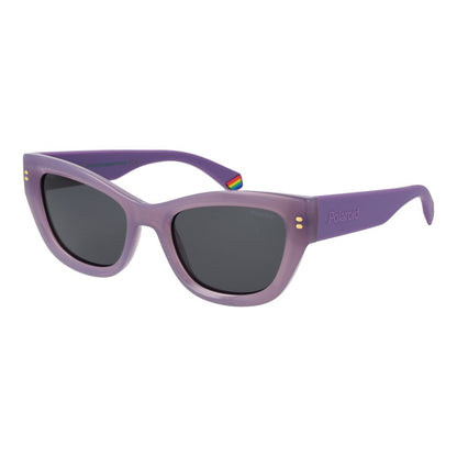Polaroid Women’s Sunglasses – Purple Cat Eye Frame, Grey Polarized Lenses