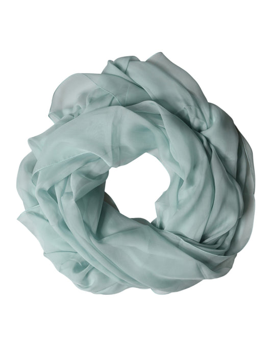 Dolce & Gabbana Light Teal Silk Stole Neck Wrap Shawl Scarf