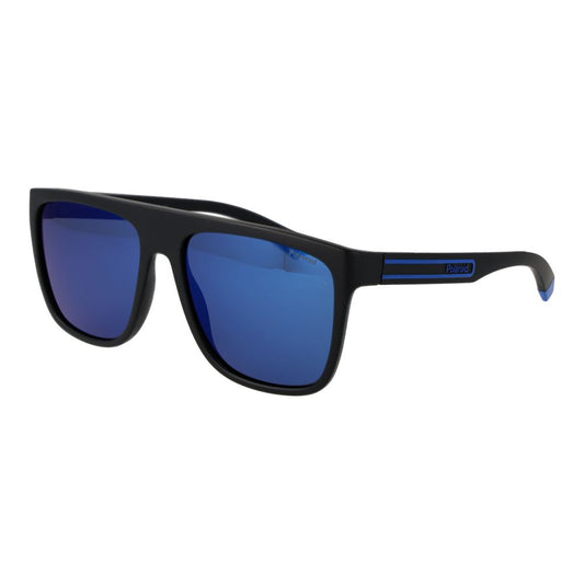Polaroid Men’s Sunglasses – Black Rectangle Frame, Blue Lenses