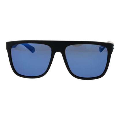 Polaroid Men’s Sunglasses – Black Rectangle Frame, Blue Lenses