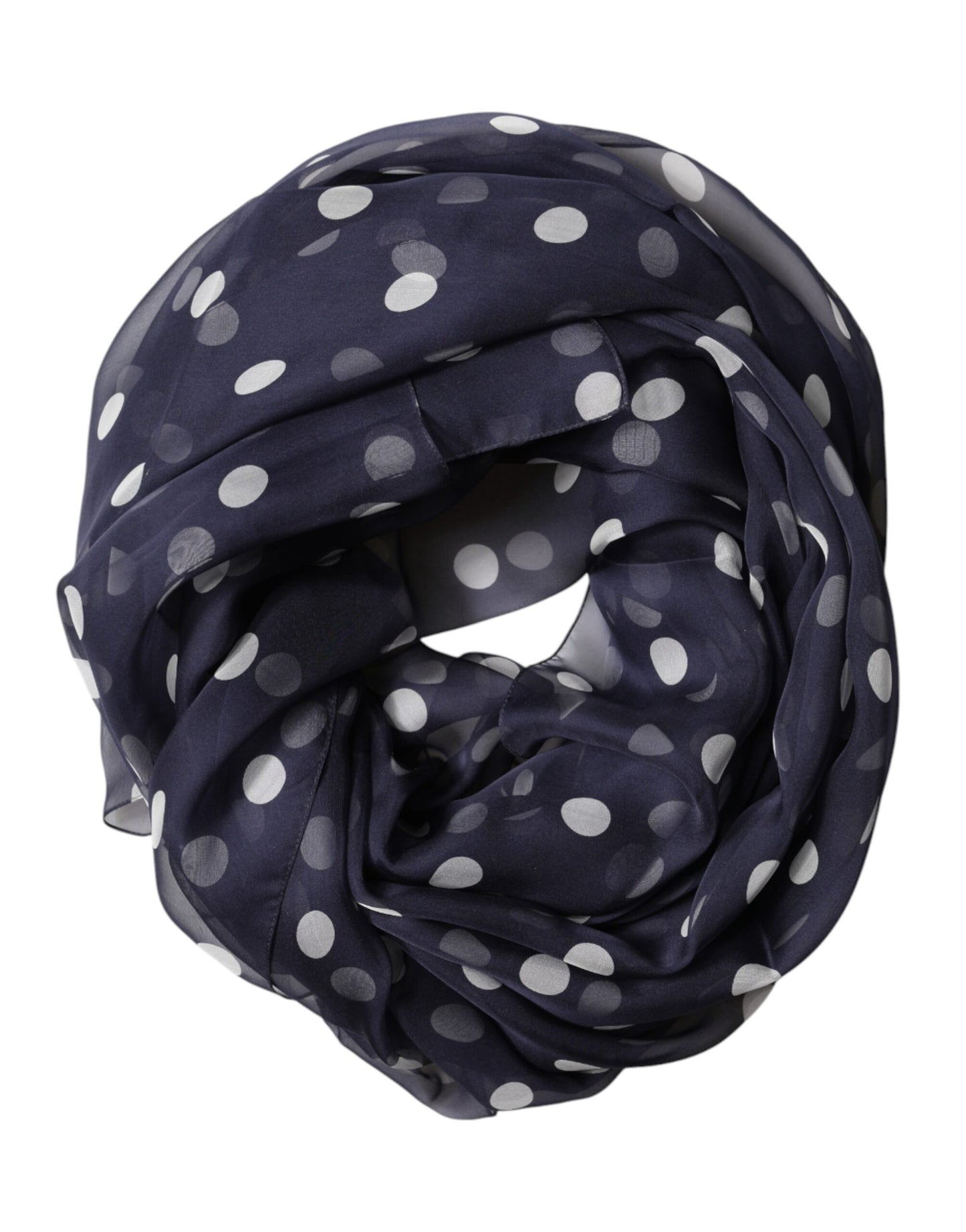 Dolce & Gabbana Blue Polka Dot Silk Neck Wrap Shawl