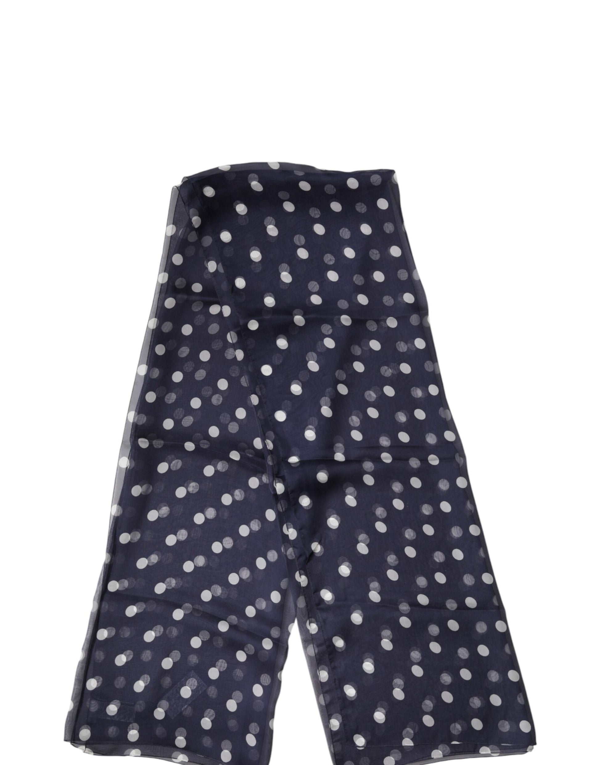 Dolce & Gabbana Blue Polka Dot Silk Neck Wrap Shawl