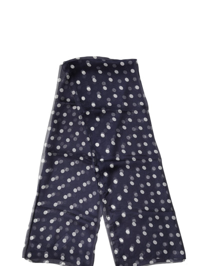 Dolce & Gabbana Blue Polka Dot Silk Neck Wrap Shawl