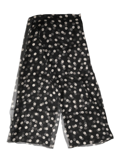 Dolce & Gabbana Black Polka Dot Silk Neck Wrap Shawl