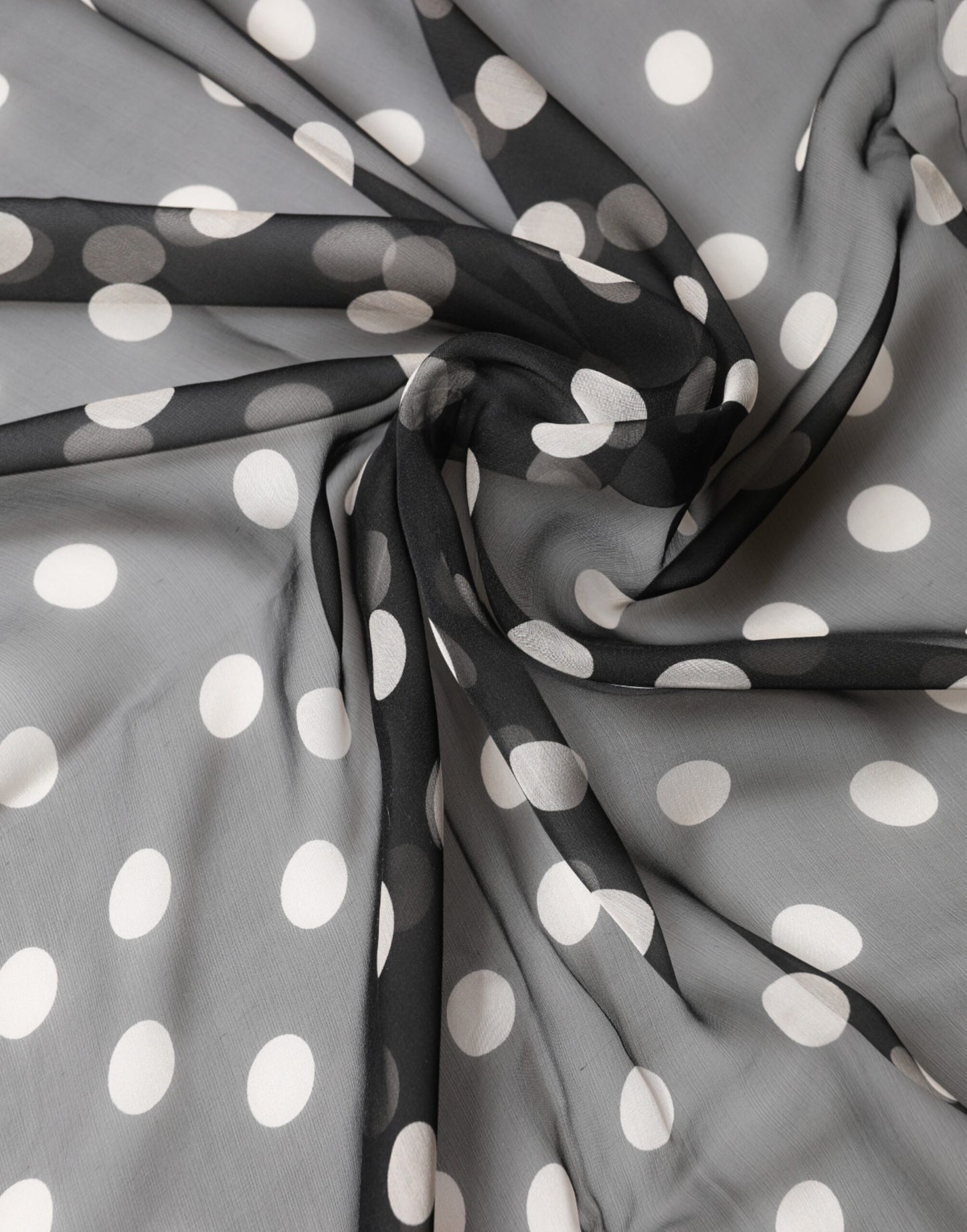 Dolce & Gabbana Black Polka Dot Silk Neck Wrap Shawl
