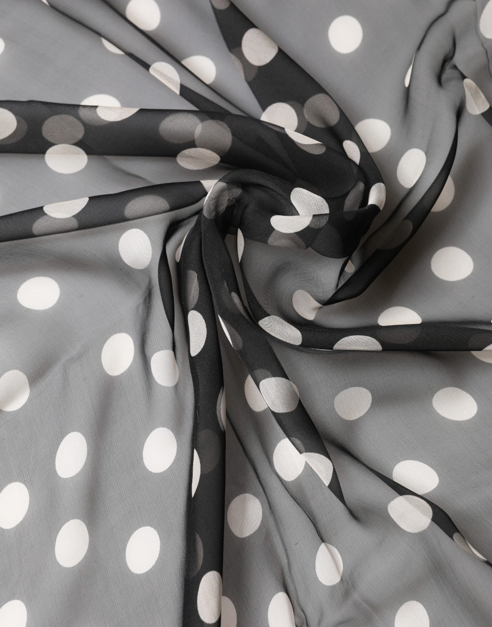 Dolce & Gabbana Black Polka Dot Silk Neck Wrap Shawl