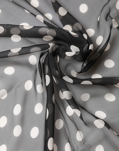 Dolce & Gabbana Black Polka Dot Silk Neck Wrap Shawl