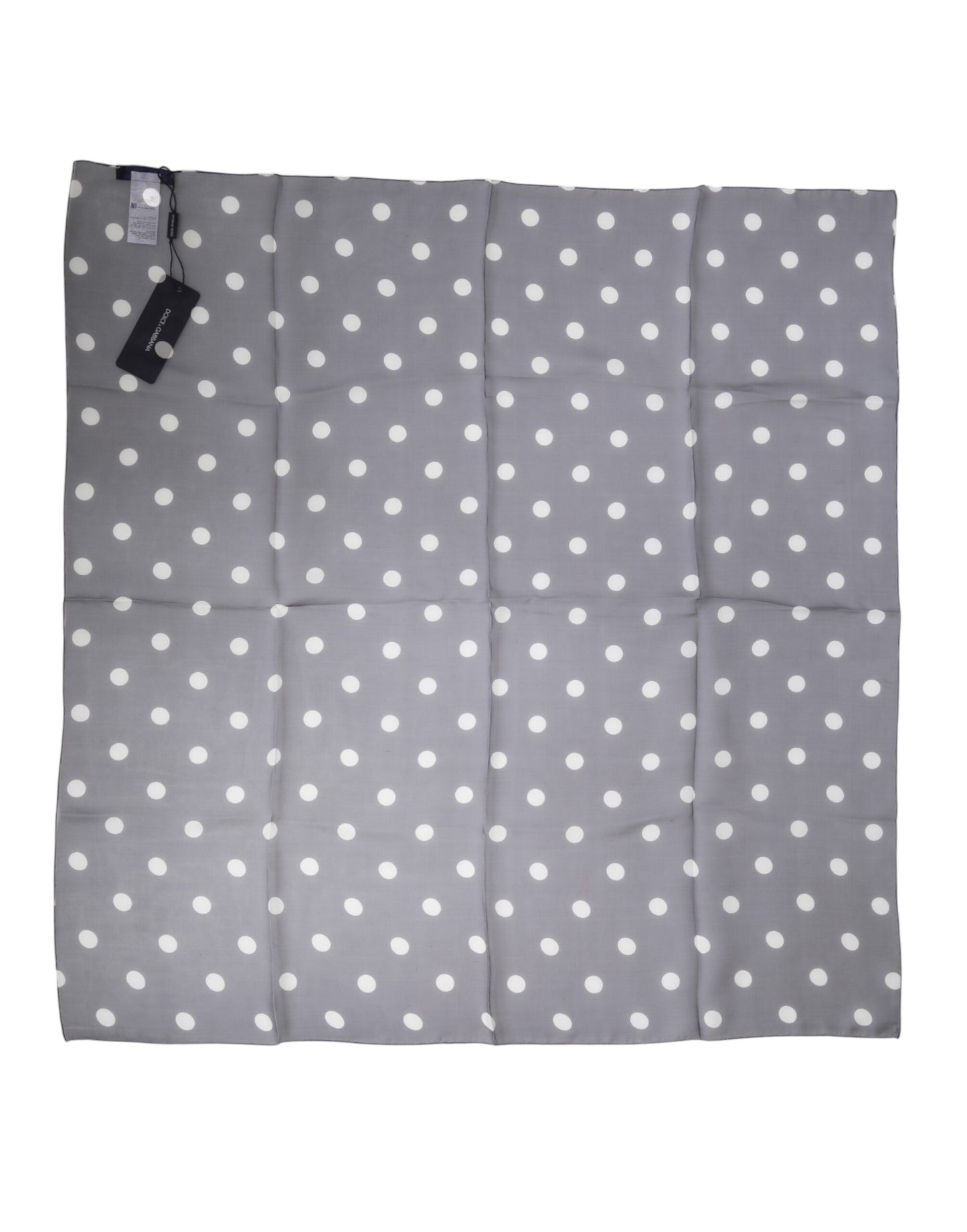 Dolce & Gabbana Blue Polka Dot Silk Square Foulard