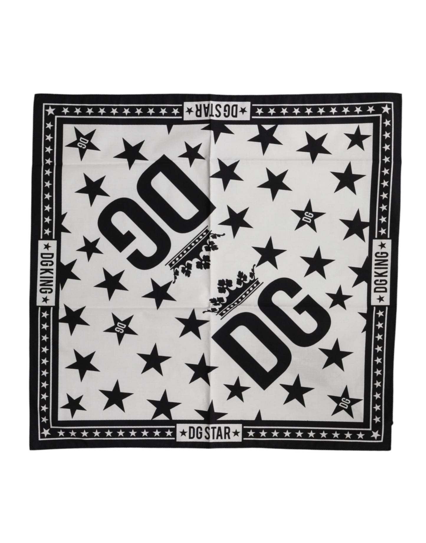 Dolce & Gabbana White DG Crown Print Square Foulard