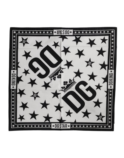Dolce & Gabbana White DG Crown Print Square Foulard