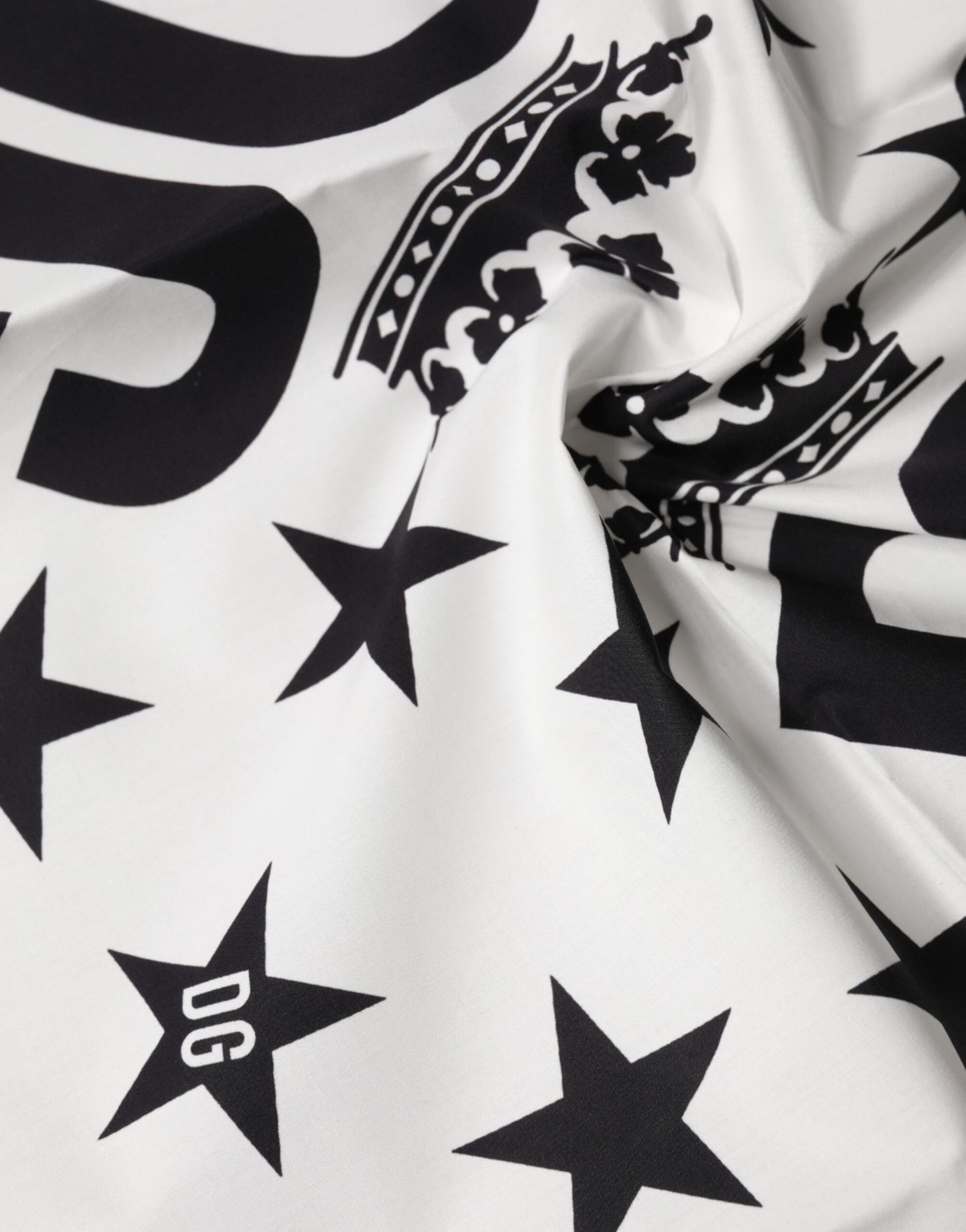 Dolce & Gabbana White DG Crown Print Square Foulard